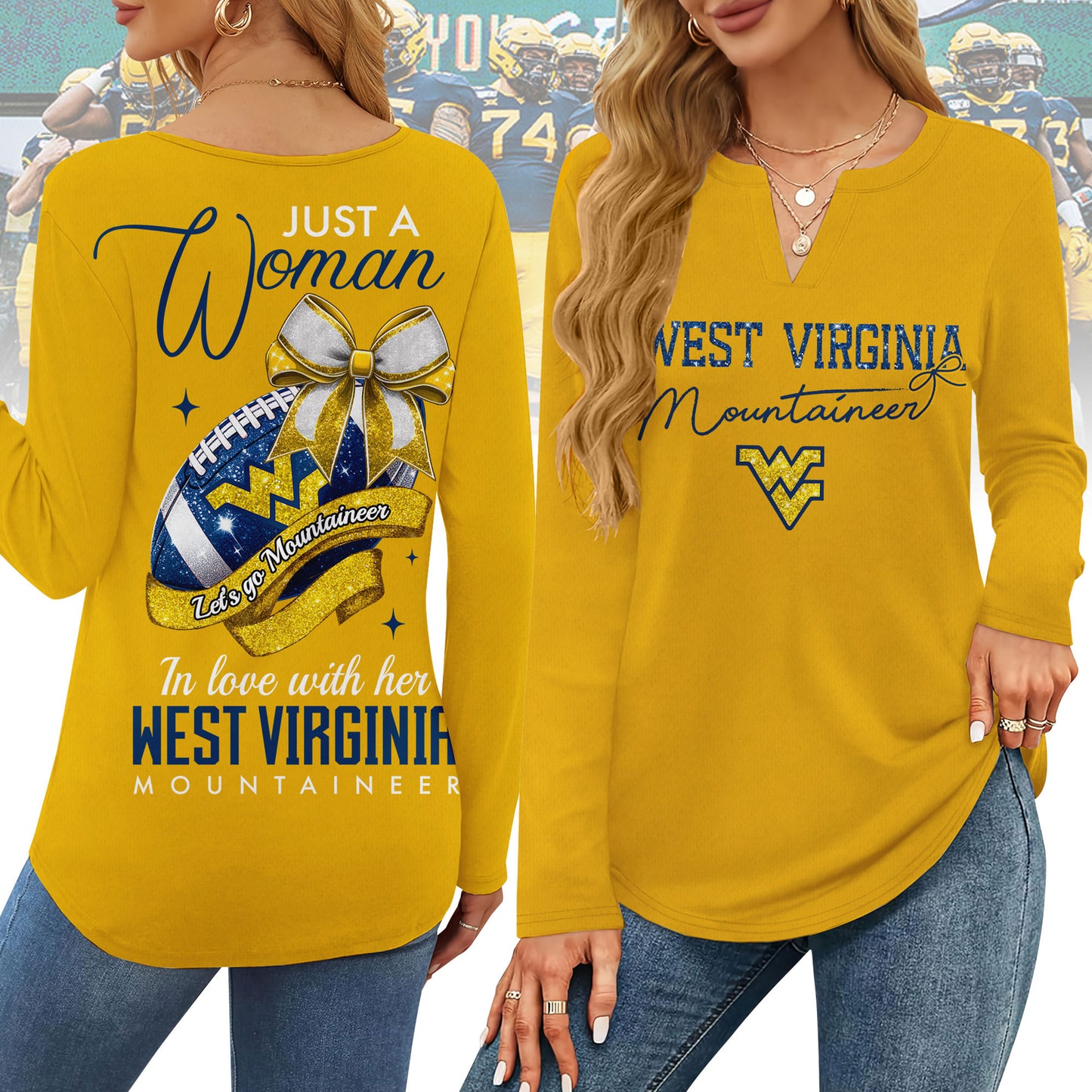 WVU V-neck Long Sleeve Shirt NTY