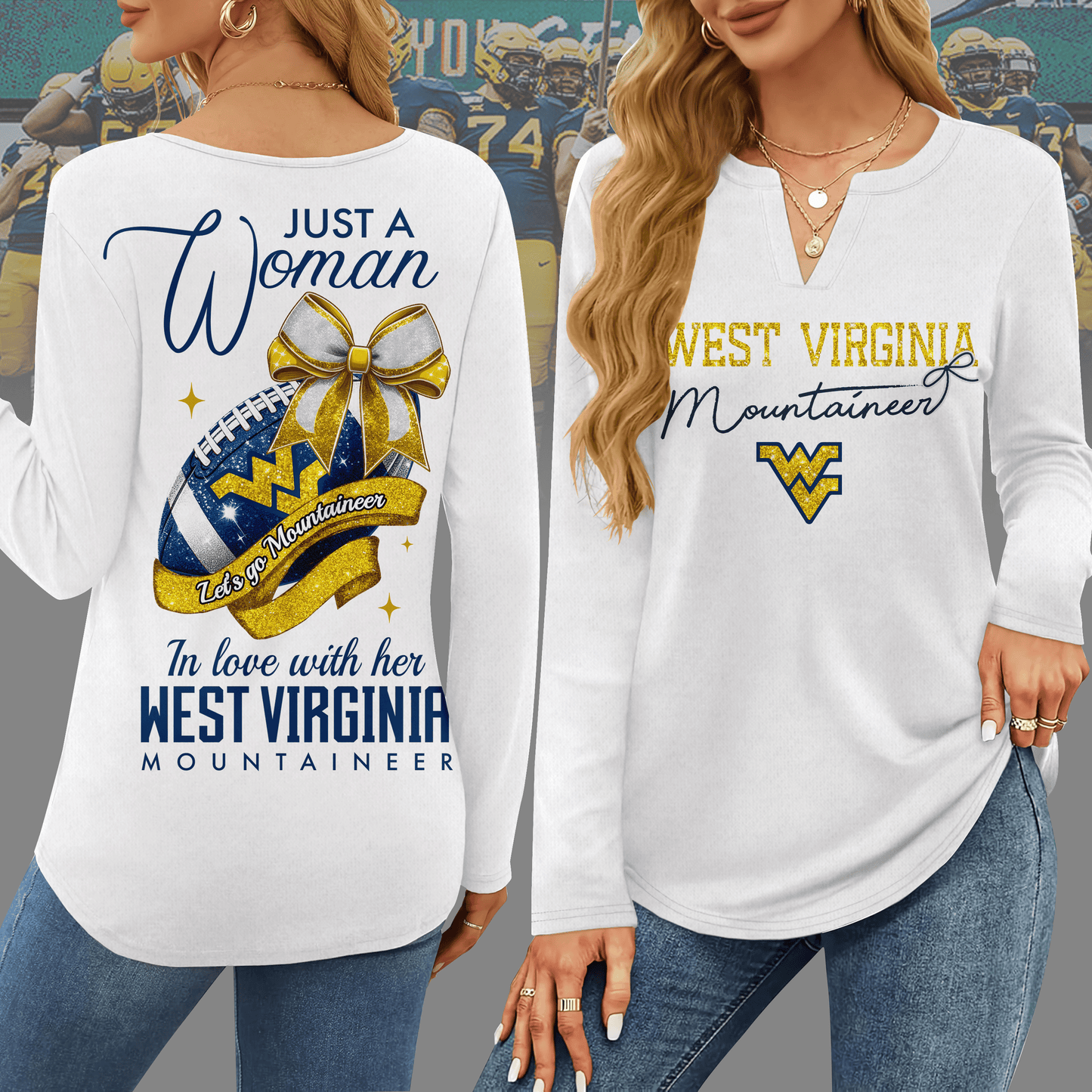 WVU V-neck Long Sleeve Shirt NTY