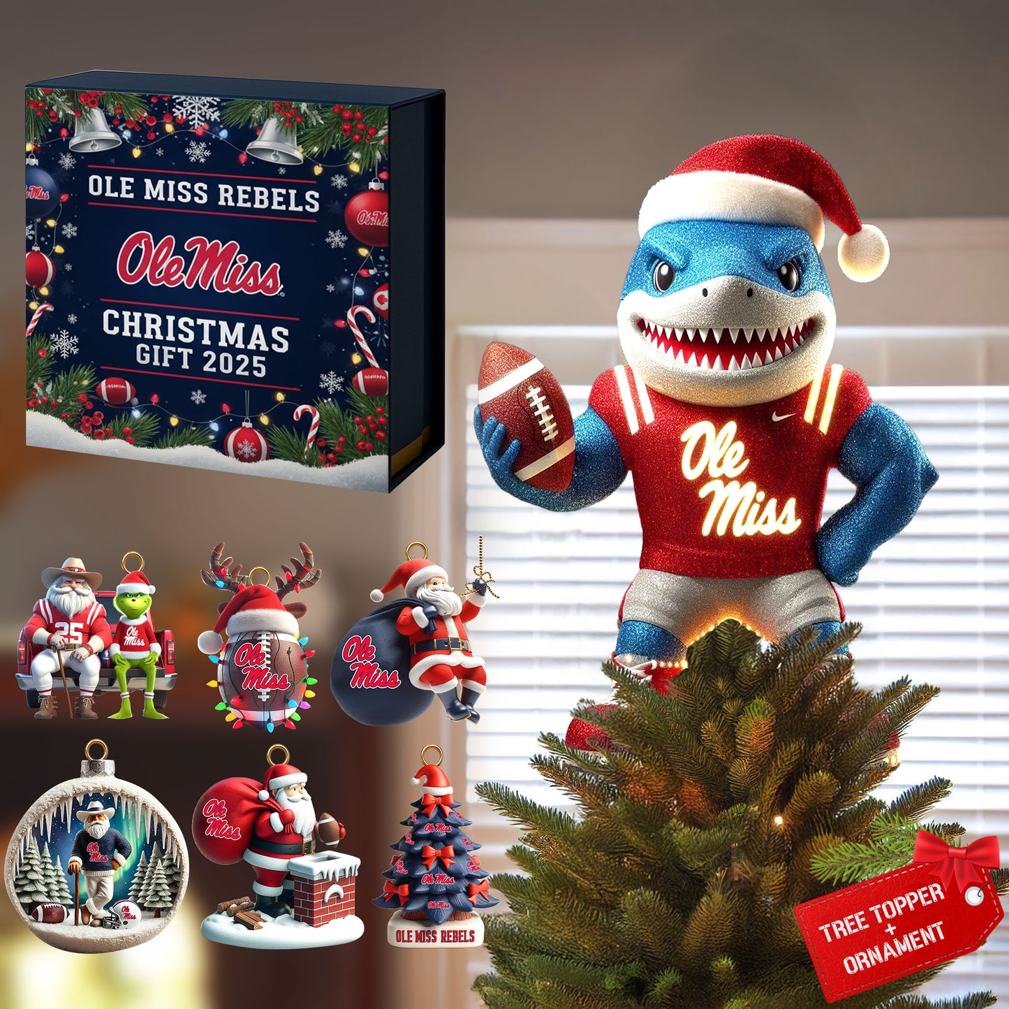 COMBO OMR CHRISTMAS TREE TOPPER WITH ORNAMENT DAT