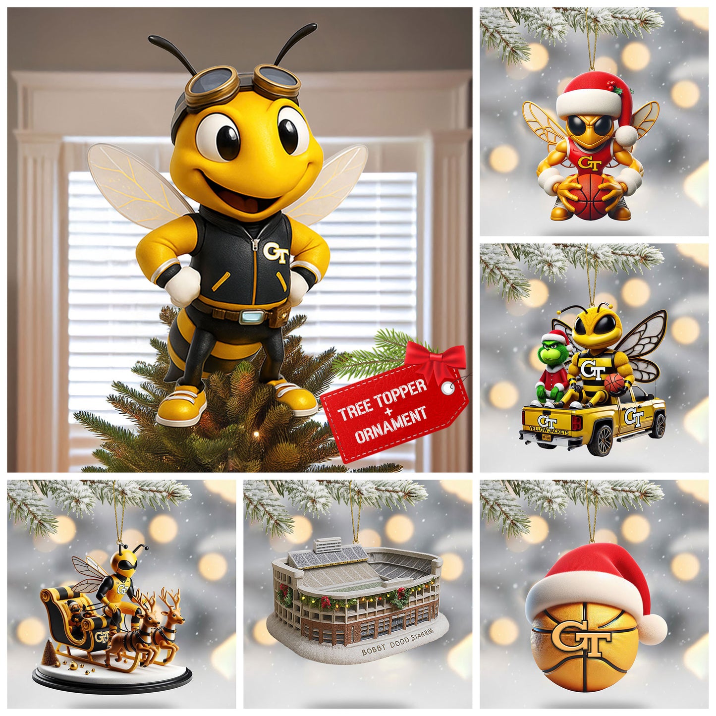 COMBO GTYJ CHRISTMAS TREE TOPPER WITH ORNAMENT DAT