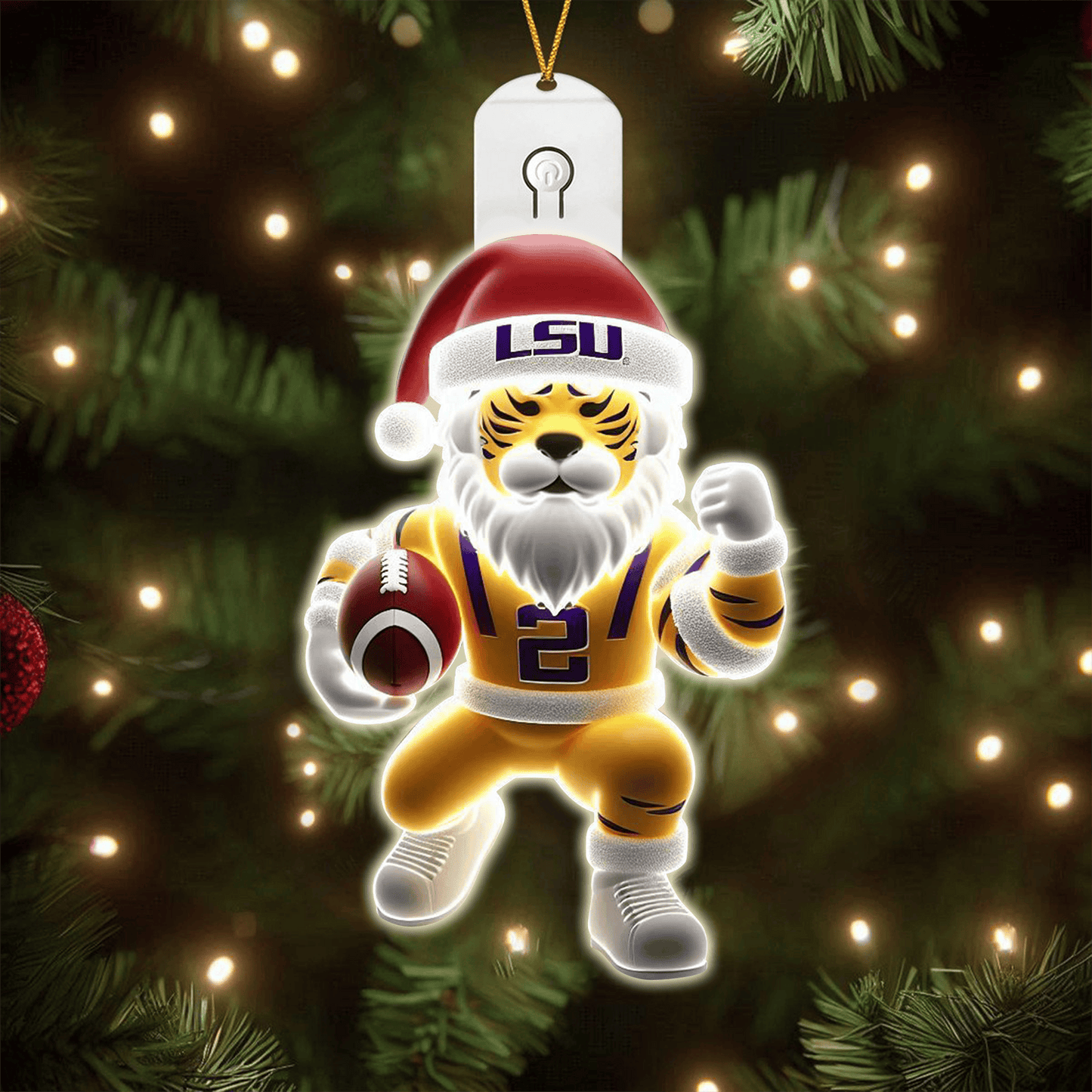 COMBO LSU CHRISTMAS TREE TOPPER WITH LED ORNAMENT LNTH