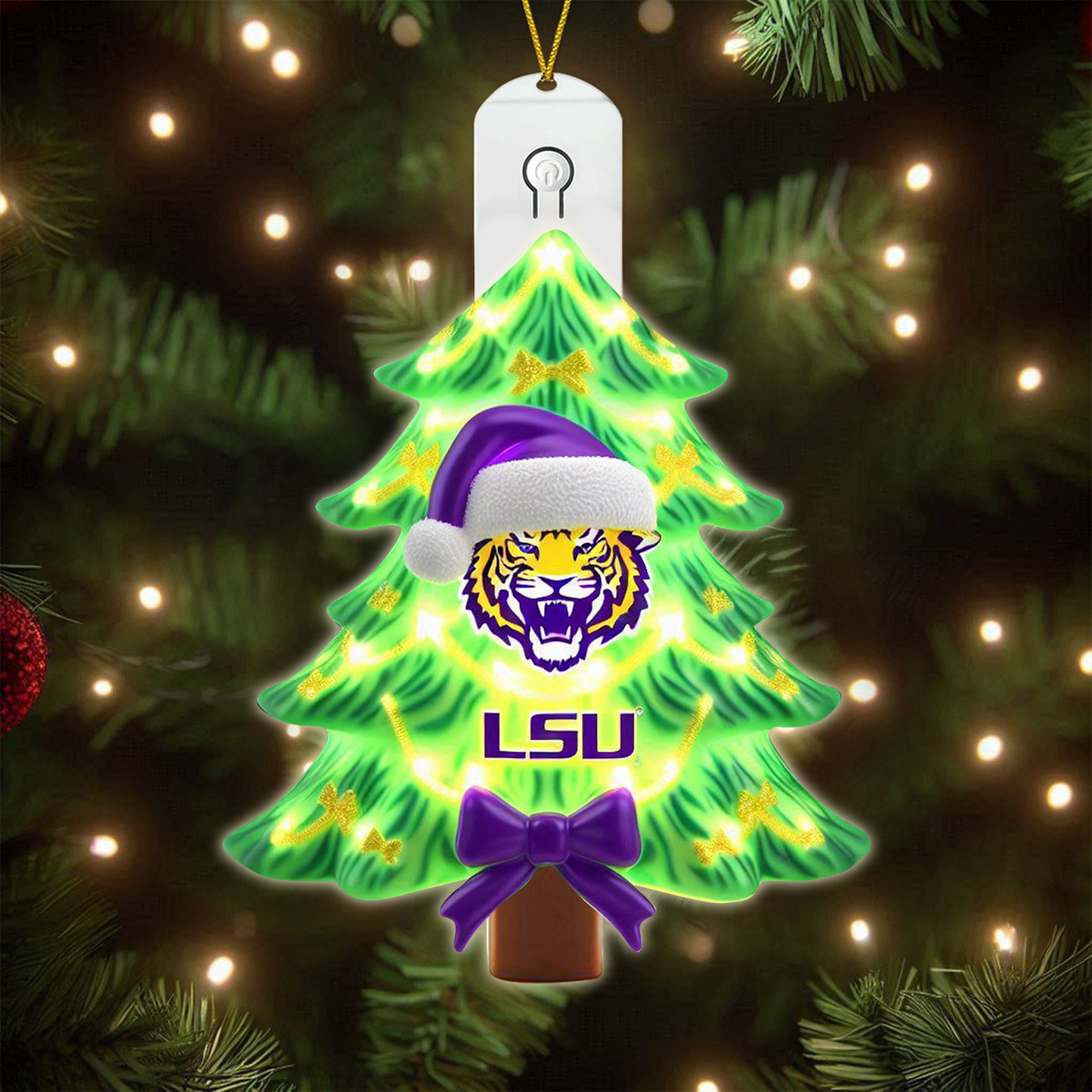 COMBO LSU CHRISTMAS TREE TOPPER WITH LED ORNAMENT LNTH