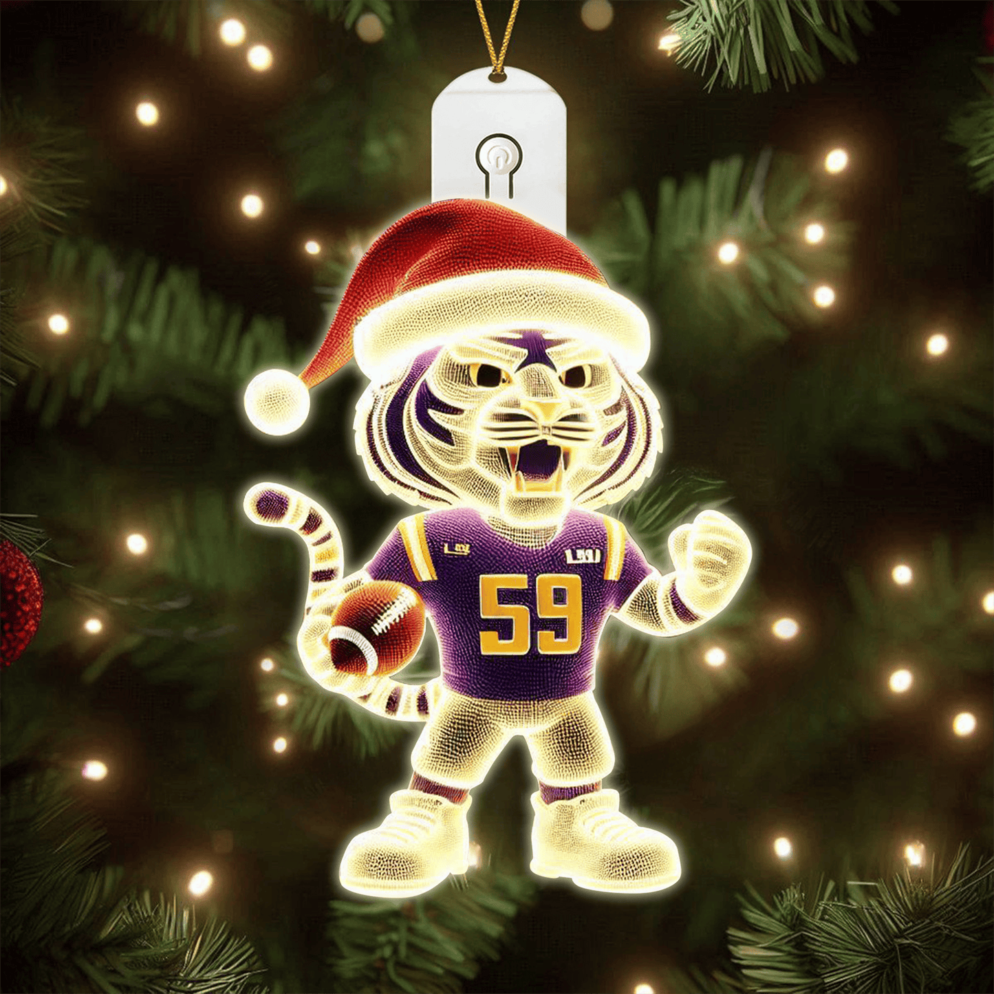 COMBO LSU CHRISTMAS TREE TOPPER WITH LED ORNAMENT LNTH