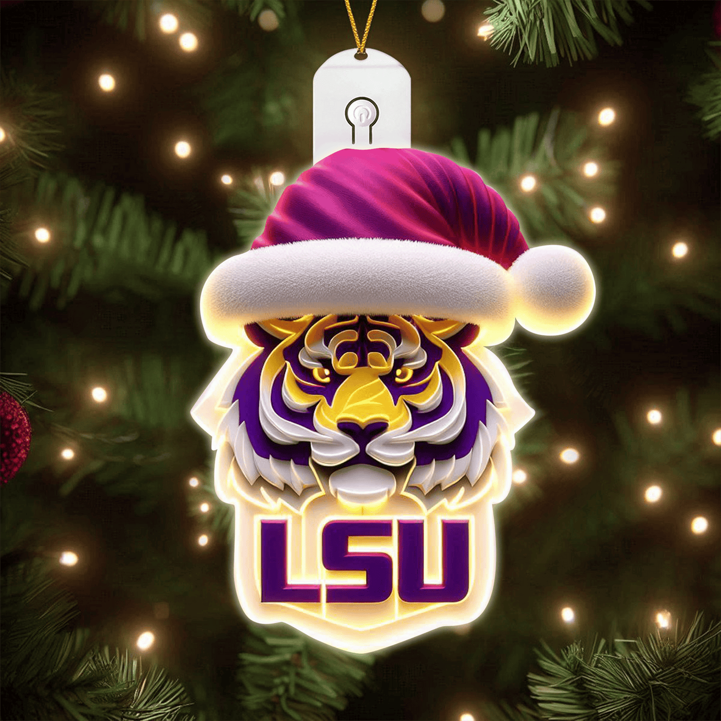 COMBO LSU CHRISTMAS TREE TOPPER WITH LED ORNAMENT LNTH