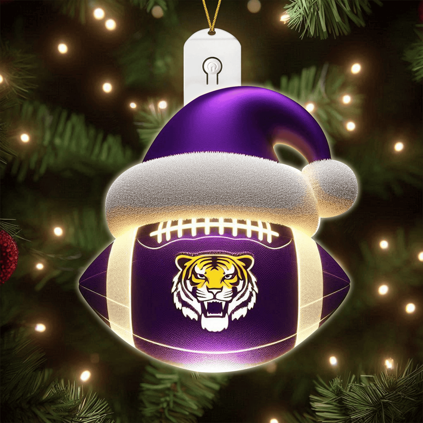 COMBO LSU CHRISTMAS TREE TOPPER WITH LED ORNAMENT LNTH