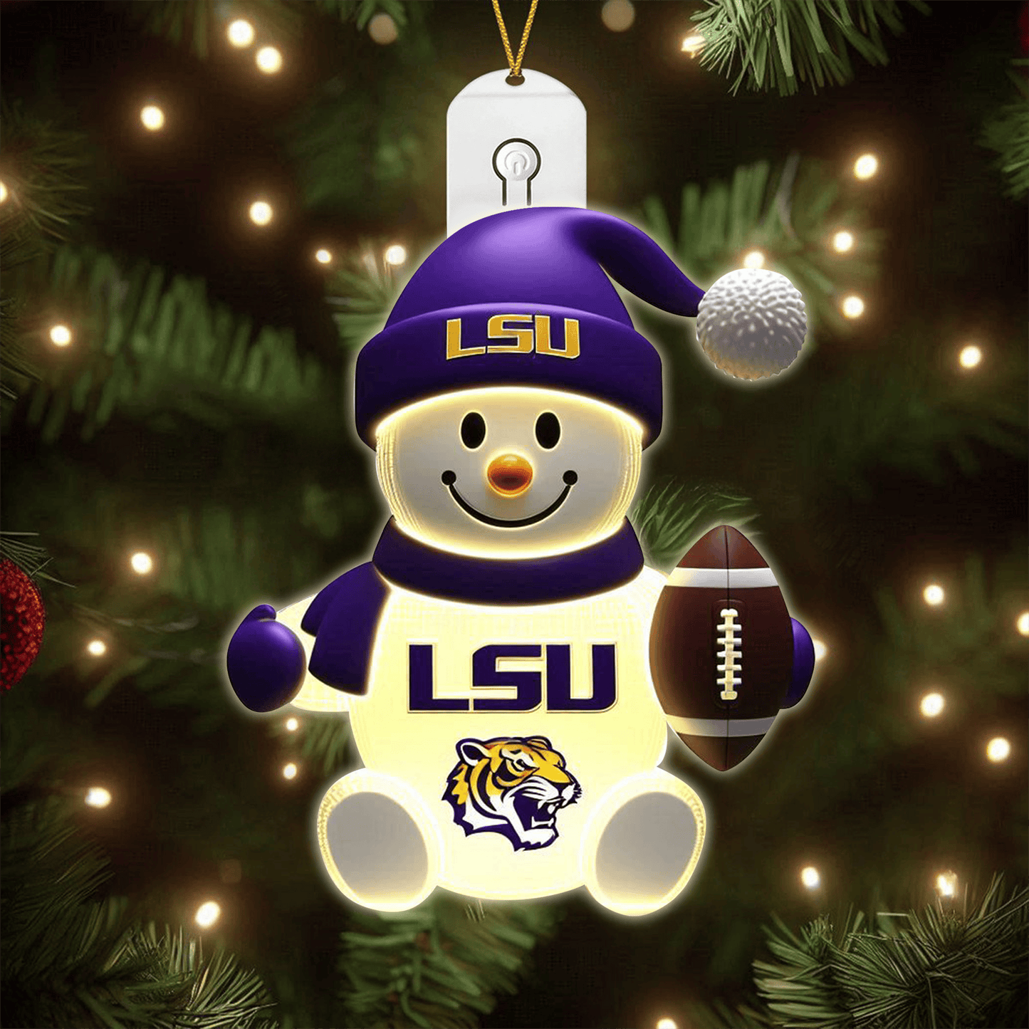 COMBO LSU CHRISTMAS TREE TOPPER WITH LED ORNAMENT LNTH