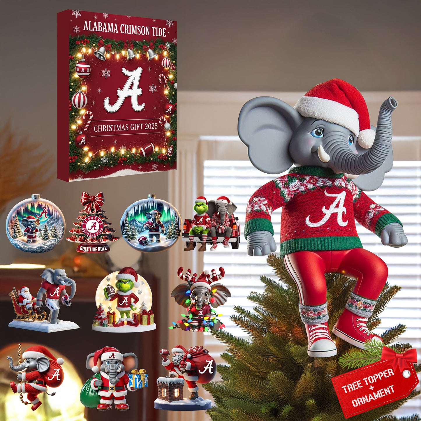 COMBO ACT CHRISTMAS TREE TOPPER WITH ORNAMENT DAT