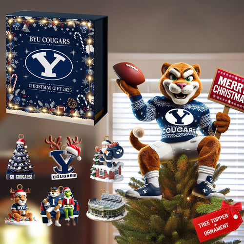 COMBO BYU CHRISTMAS TREE TOPPER WITH ORNAMENT DAT