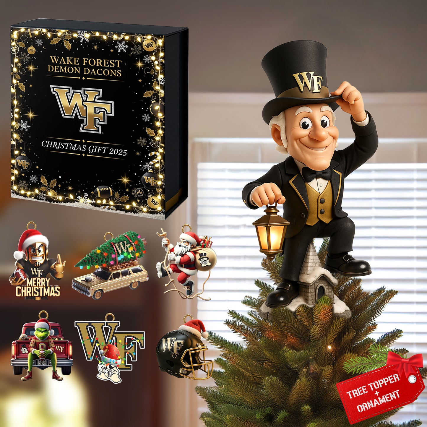 COMBO WFDD CHRISTMAS TREE TOPPER WITH ORNAMENT DAT