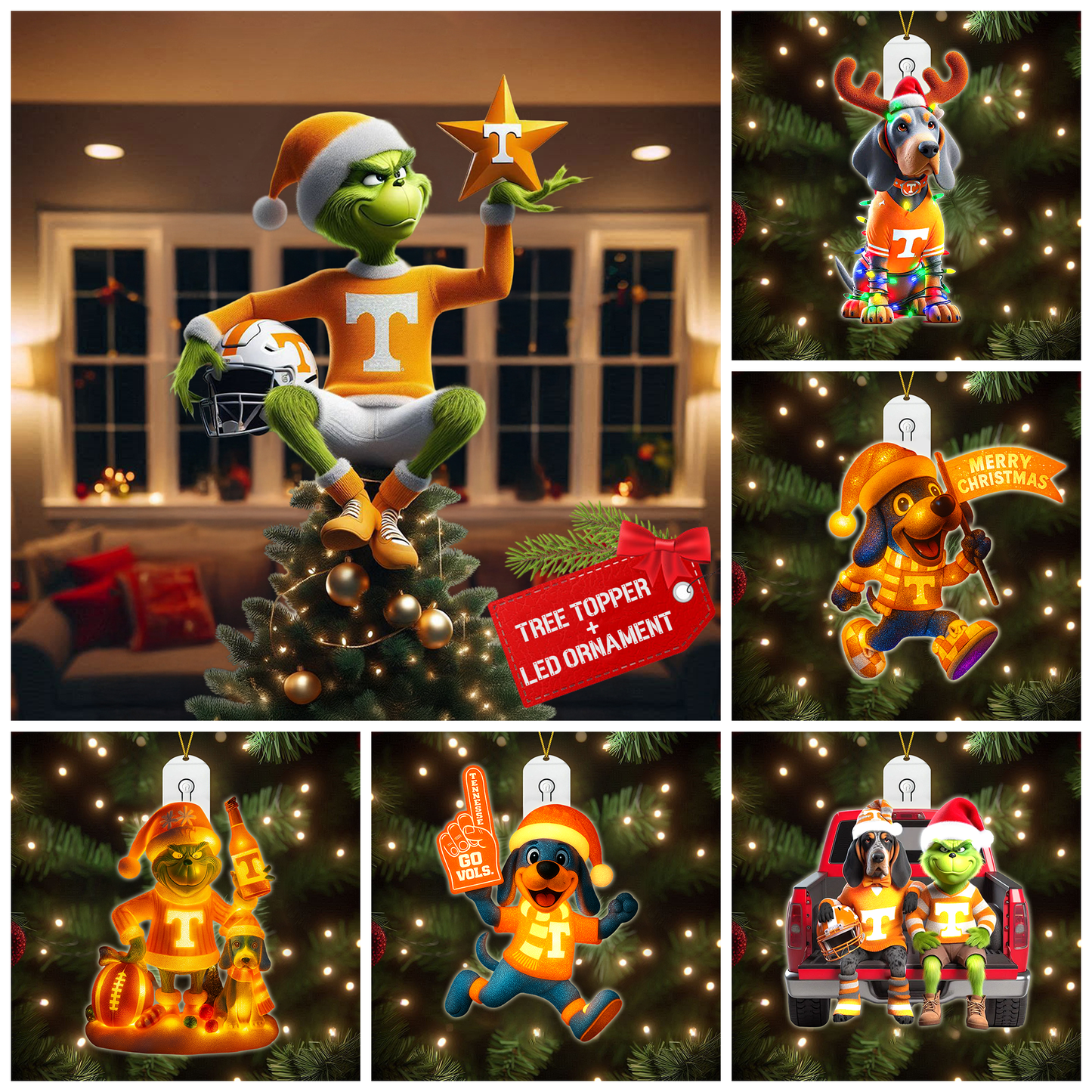 COMBO TNV CHRISTMAS TREE TOPPER WITH LED ORNAMENT LNTH