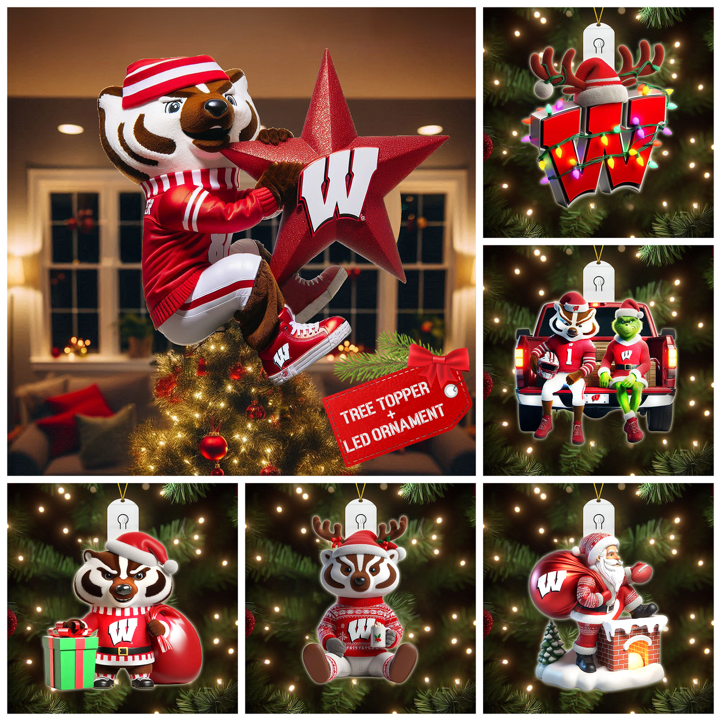 COMBO WBG CHRISTMAS TREE TOPPER WITH LED ORNAMENT LNTH