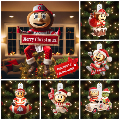 COMBO OSB CHRISTMAS TREE TOPPER WITH LED ORNAMENT LNTH