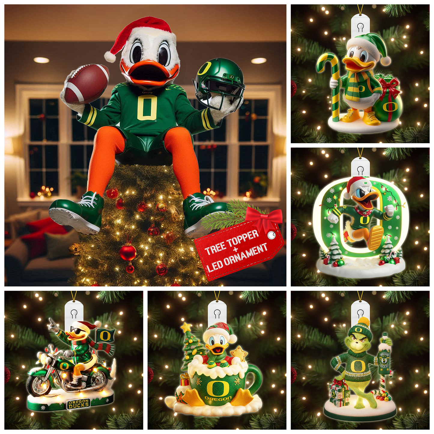 COMBO ORD CHRISTMAS TREE TOPPER WITH LED ORNAMENT LNTH