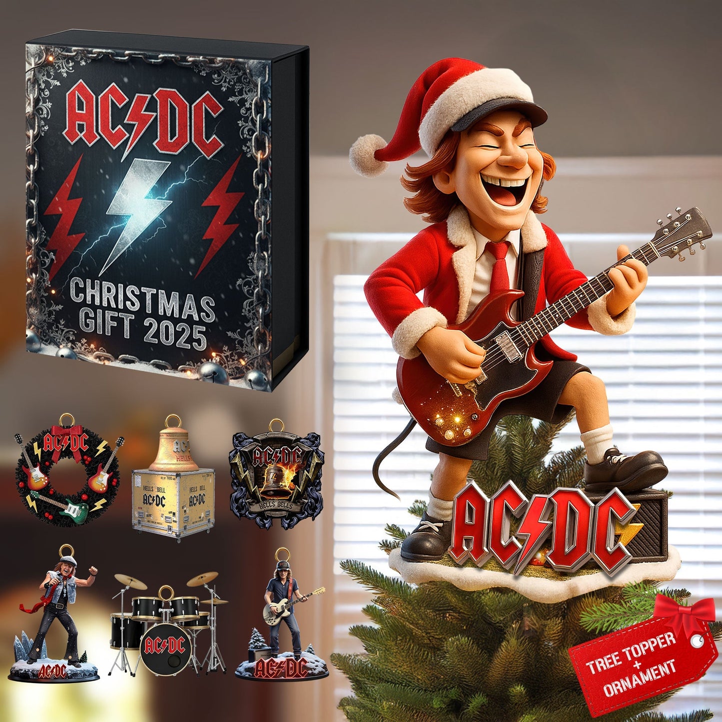 COMBO ACD CHRISTMAS TREE TOPPER WITH ORNAMENT DAT