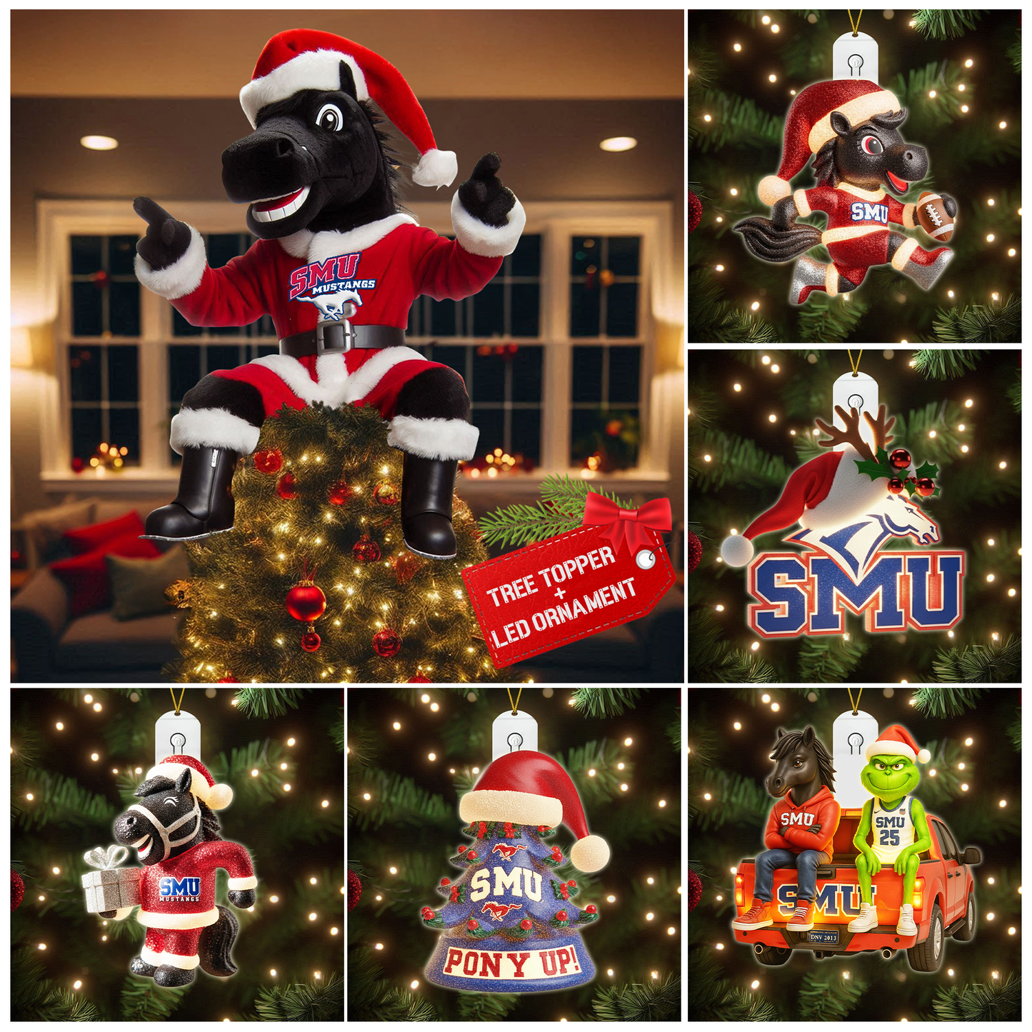 COMBO SMUM CHRISTMAS TREE TOPPER WITH LED ORNAMENT LNTH