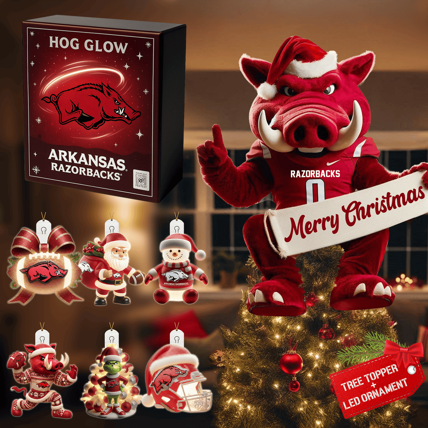 COMBO AKR CHRISTMAS TREE TOPPER WITH LED ORNAMENT LNTH