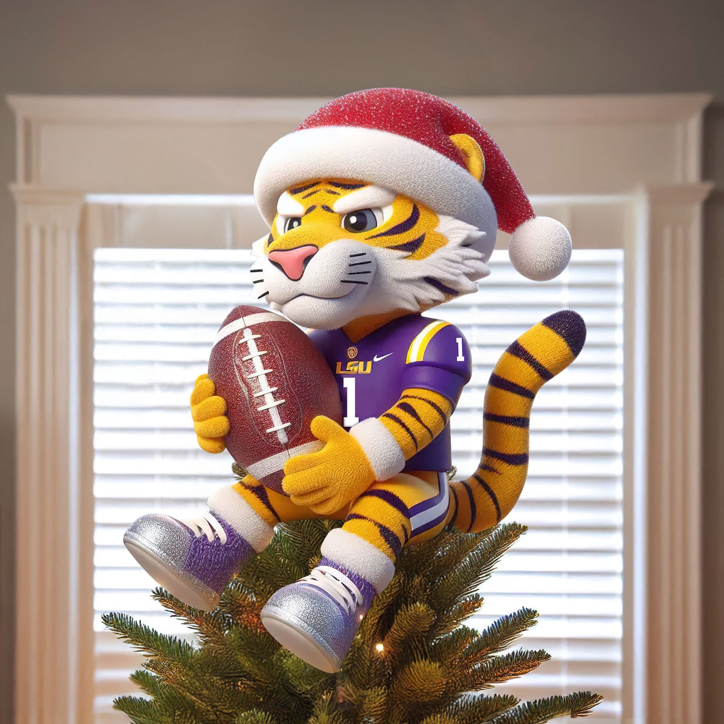 COMBO LSU CHRISTMAS TREE TOPPER WITH ORNAMENT DAT