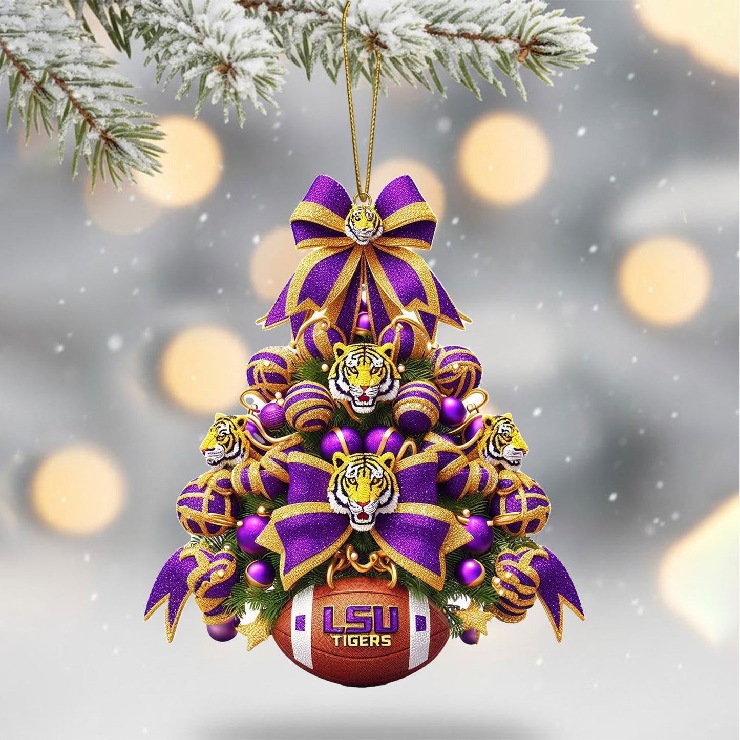 COMBO LSU CHRISTMAS TREE TOPPER WITH ORNAMENT DAT