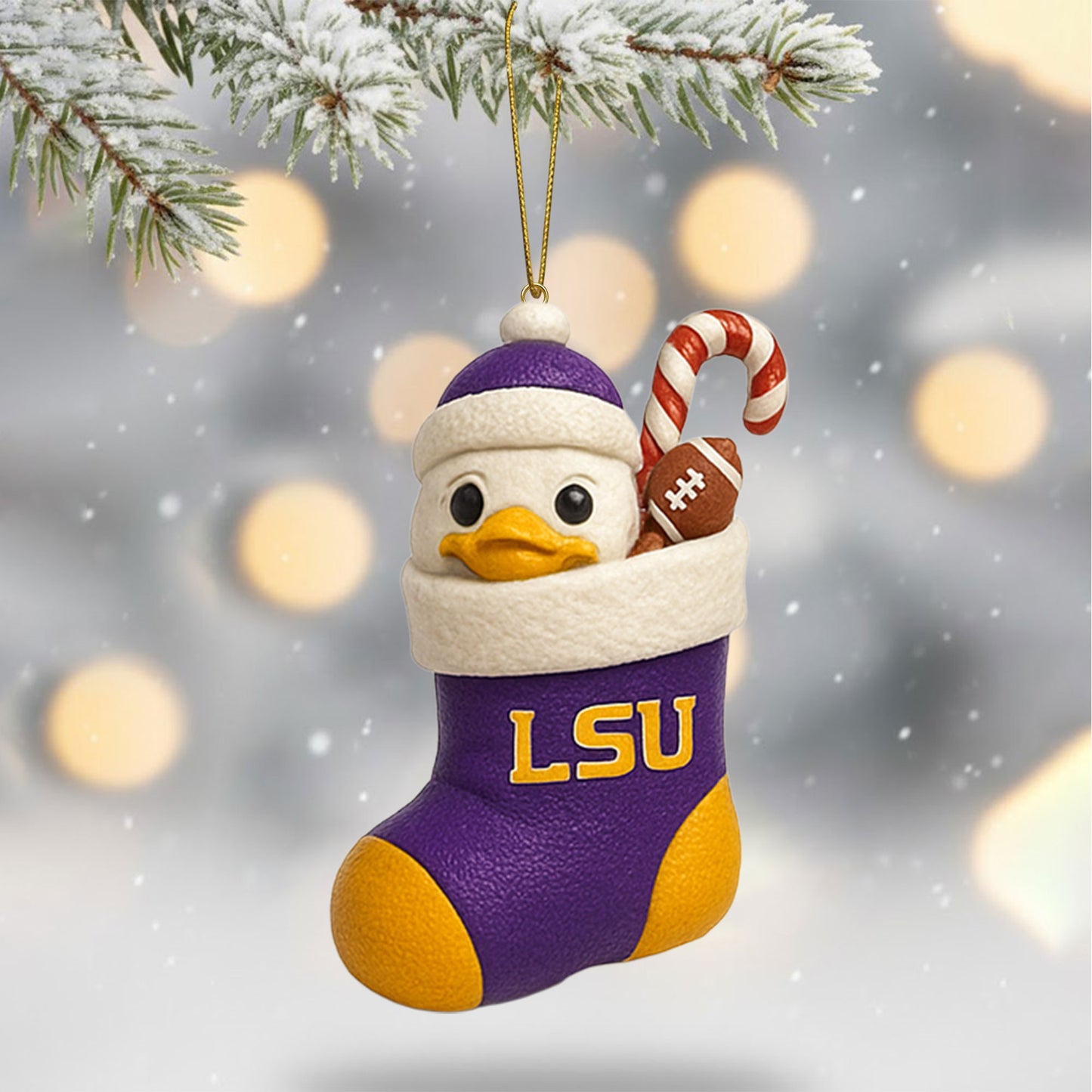 COMBO LSU CHRISTMAS TREE TOPPER WITH ORNAMENT DAT