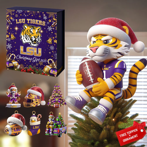 COMBO LSU CHRISTMAS TREE TOPPER WITH ORNAMENT DAT