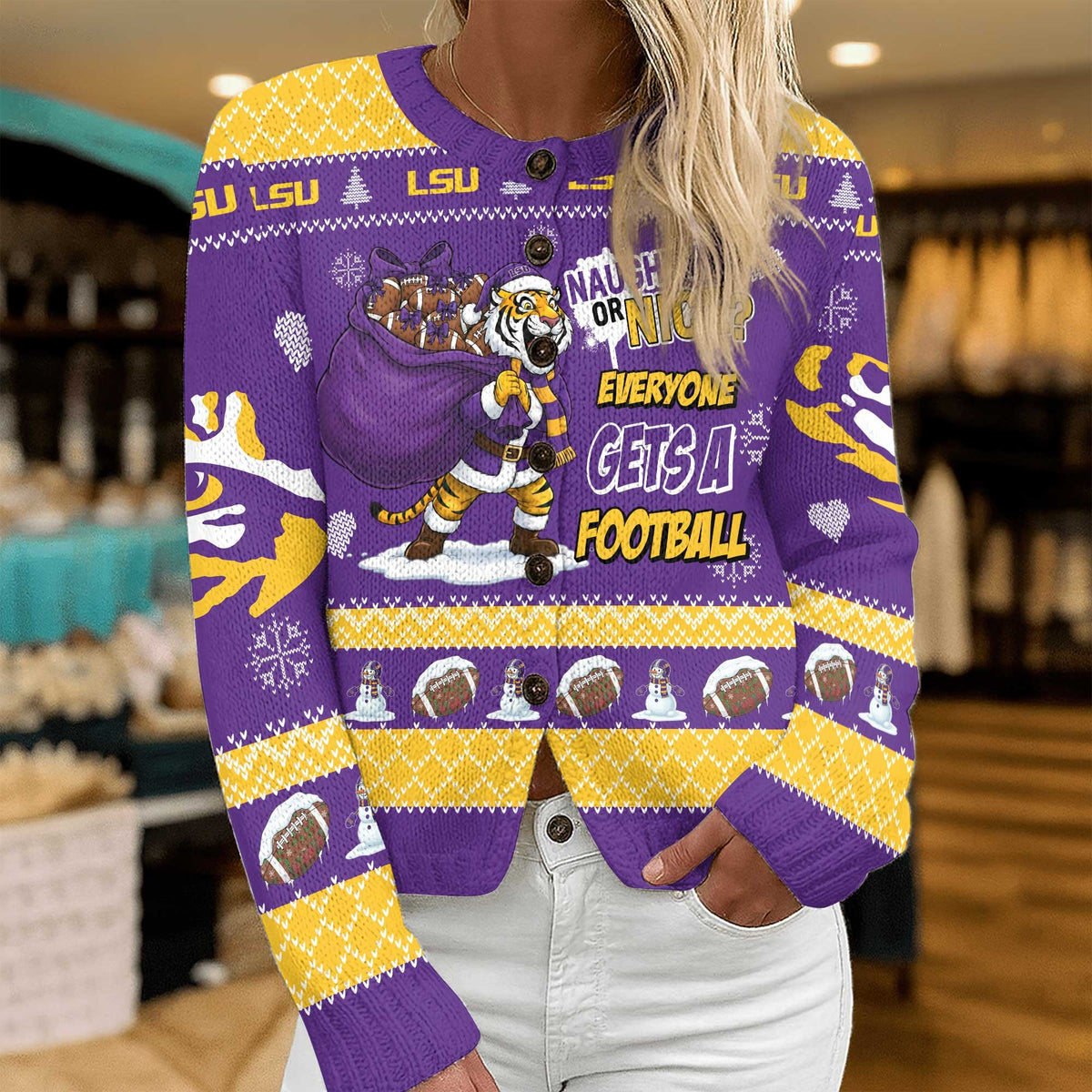 LSU CARDIGAN SWEATSHIRT WITH BUTTON HTTT