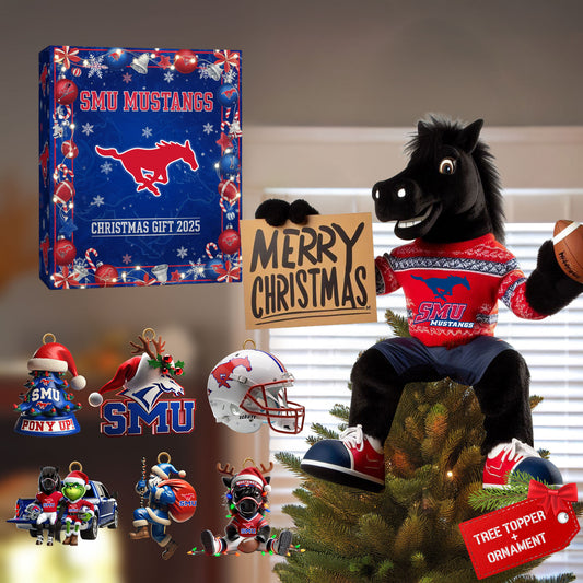 COMBO SMU CHRISTMAS TREE TOPPER WITH ORNAMENT DAT
