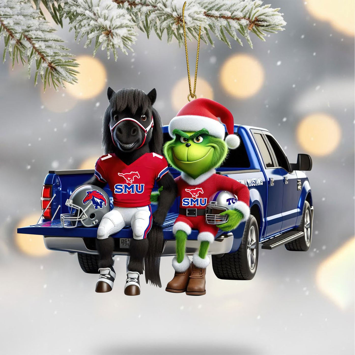 COMBO SMU CHRISTMAS TREE TOPPER WITH ORNAMENT DAT