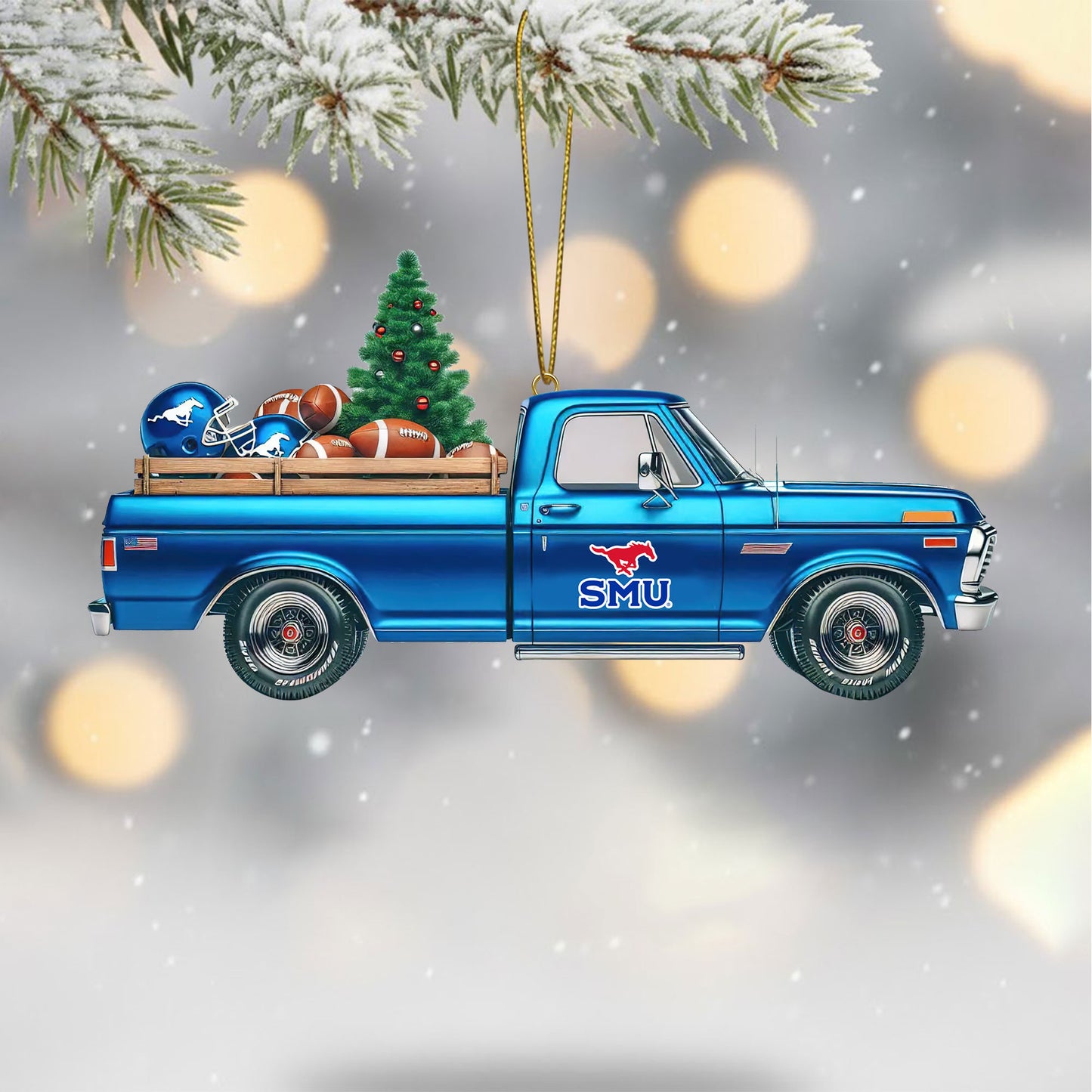 COMBO SMU CHRISTMAS TREE TOPPER WITH ORNAMENT DAT