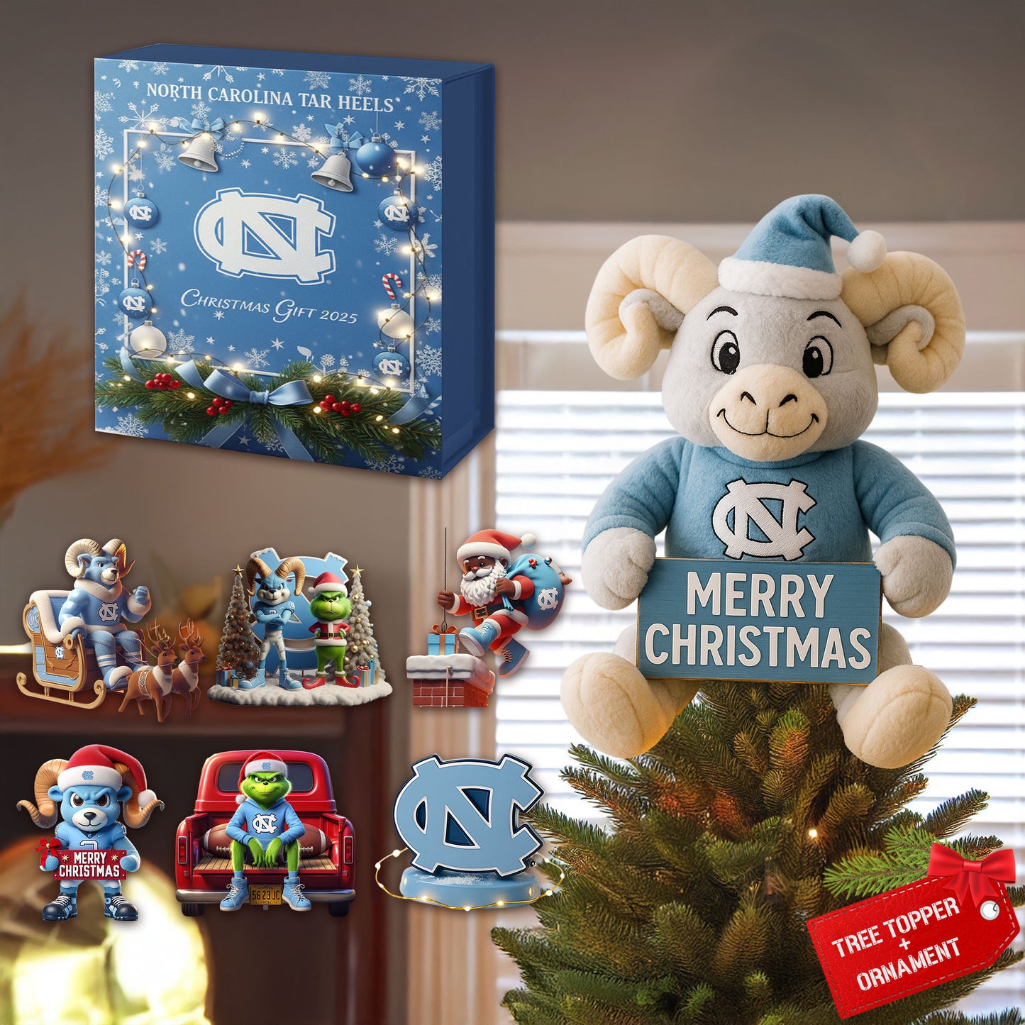 COMBO NCTH CHRISTMAS TREE TOPPER WITH ORNAMENT DAT