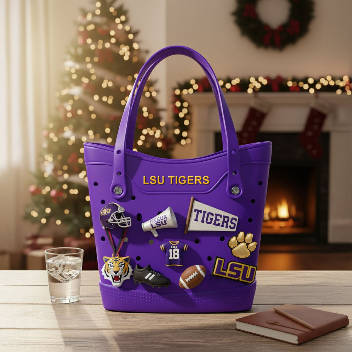LSU Christmas Tote Bag HTTT