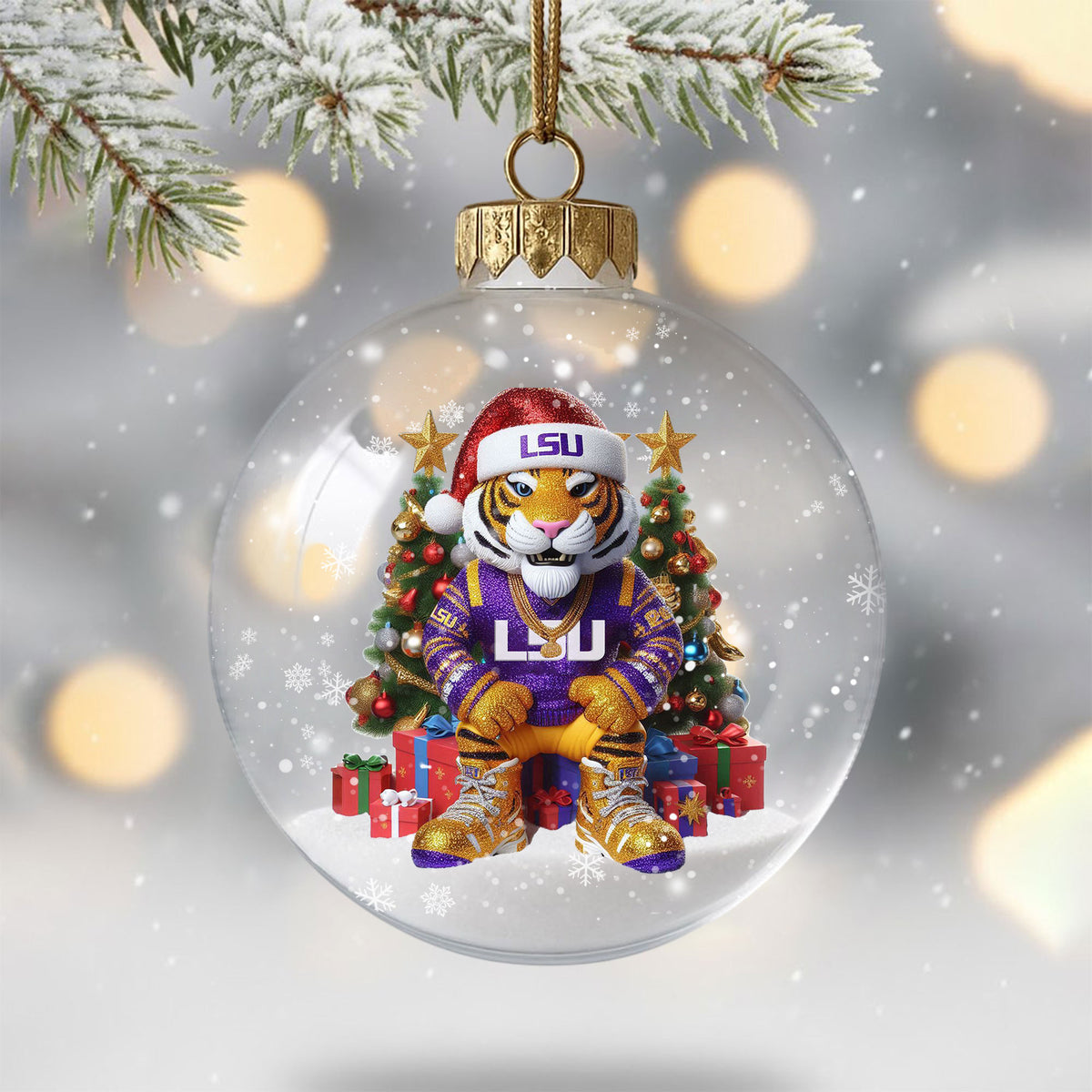 LSU Christmas Ornament DAT