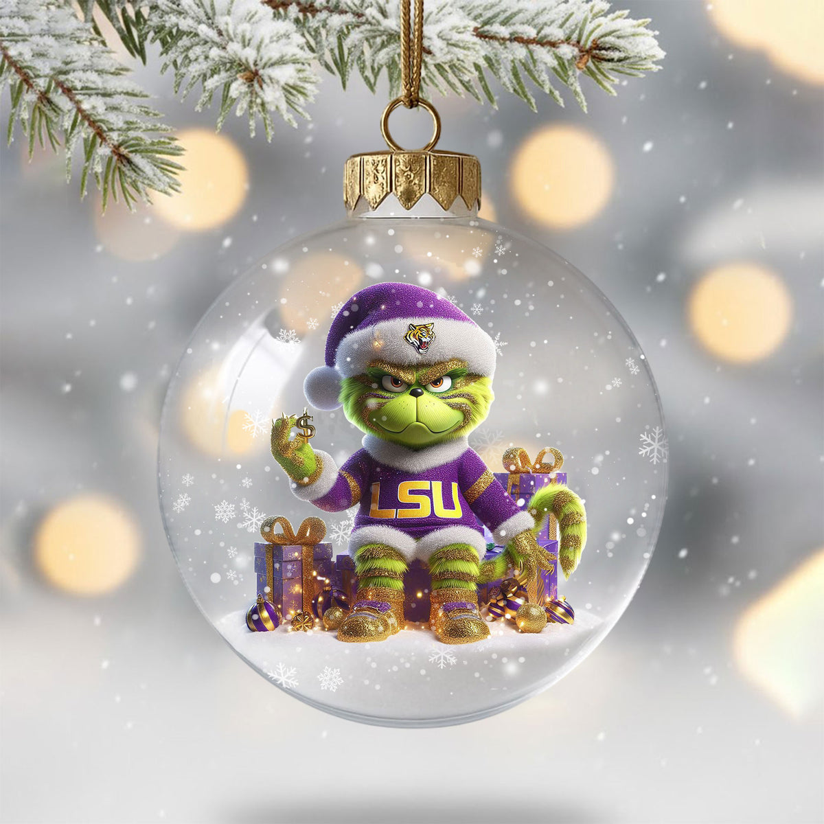 LSU Christmas Ornament DAT