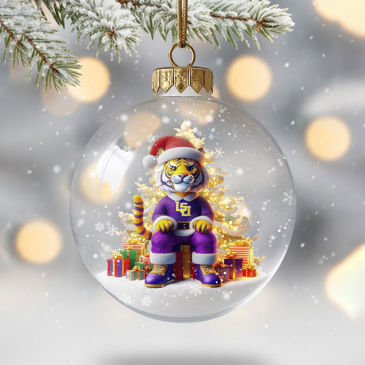 LSU Christmas Ornament DAT