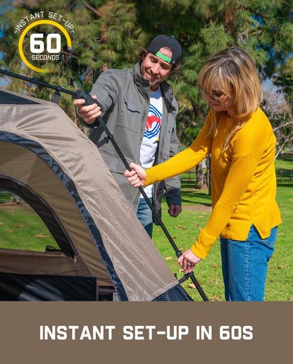 Instant Cabin Camping Tent for 4/6/8/10 People – Quick 60-Second Setup, Waterproof Rainfly, Windproof Design, and Portable Carry Bag for Family Outdoor Adventures