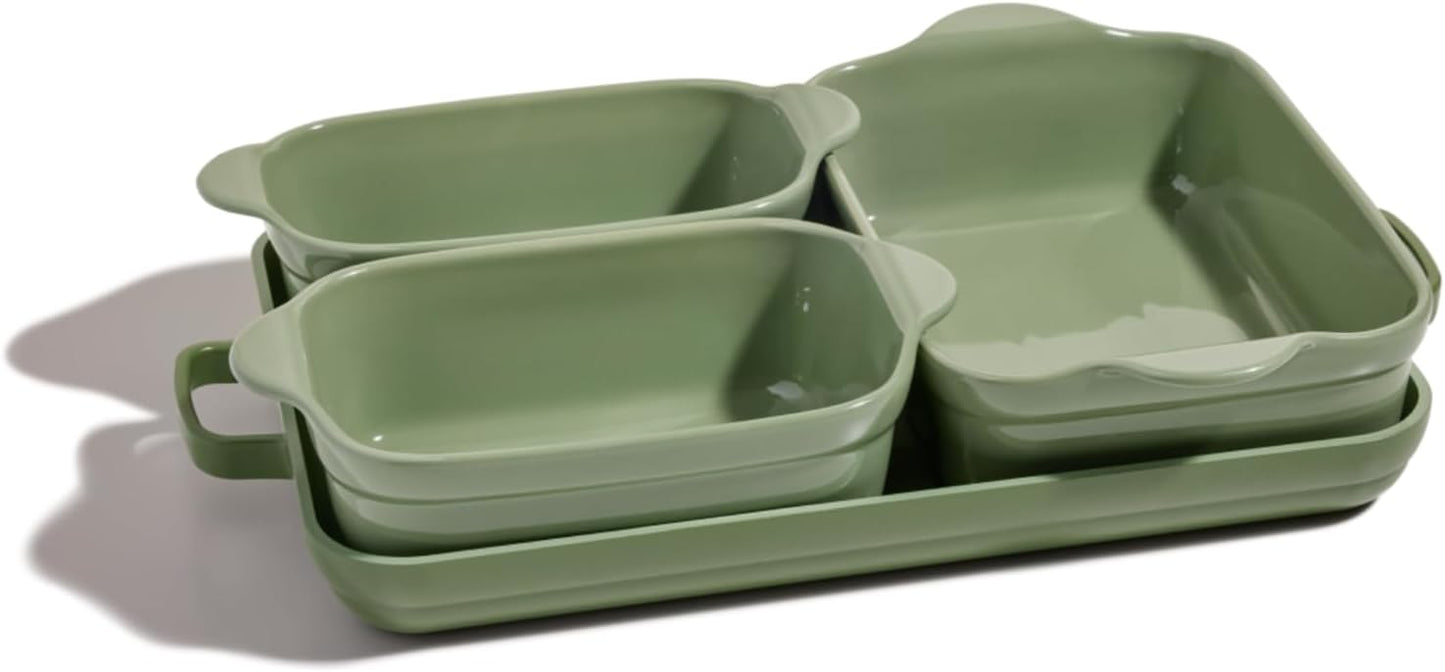 5-Piece Nonstick Ceramic Bakeware Set – Toxin-Free Cast Aluminum with Oven Pan, Bakers & Mat