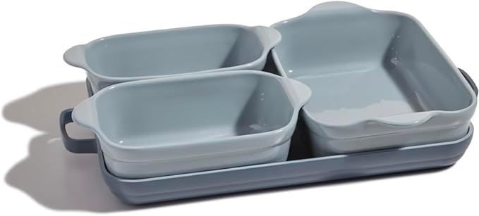 5-Piece Nonstick Ceramic Bakeware Set – Toxin-Free Cast Aluminum with Oven Pan, Bakers & Mat