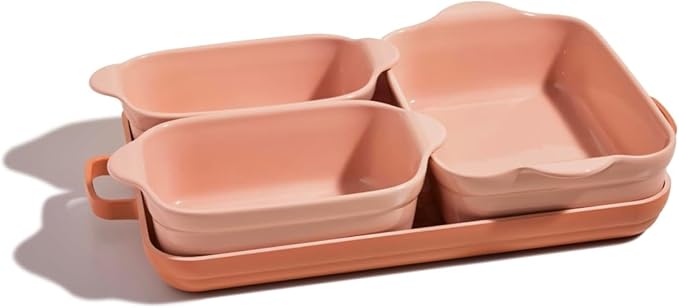 5-Piece Nonstick Ceramic Bakeware Set – Toxin-Free Cast Aluminum with Oven Pan, Bakers & Mat