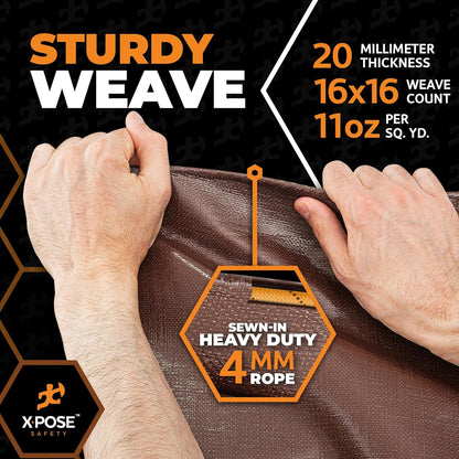 12' x 30' Heavy Duty Brown/White Tarp – 20 Mil Waterproof Outdoor Tarp, UV Protection, Reinforced Corners for Rain, Camping, Tent Cover