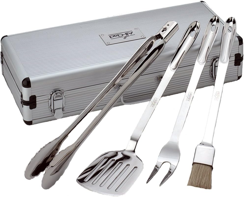 4-Piece Professional BBQ Tool Set – Stainless Steel with Case, Includes Pots & Pans for Cooking