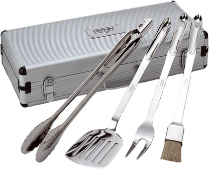 4-Piece Professional BBQ Tool Set – Stainless Steel with Case, Includes Pots & Pans for Cooking