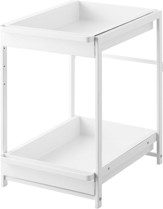 Yamazaki Home Tower Under-Sink Rack With Pull-Out Shelf, Versatile Kitchen Cabinet Storage Drawers, 2 Tiers, Sturdy Organization System - Steel