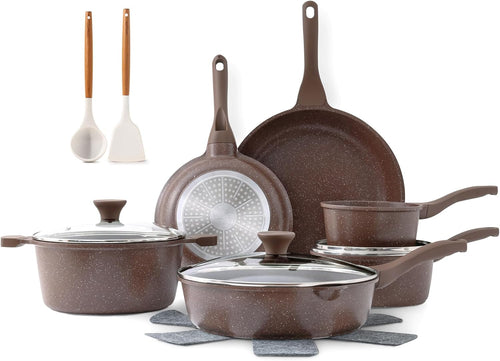 16-Piece Nonstick Ceramic Cookware Set – Healthy, Non-Toxic Pots & Pans with Stay-Cool Handles, Silicone Utensils & Pot Protectors – PFAS & PFOA Free