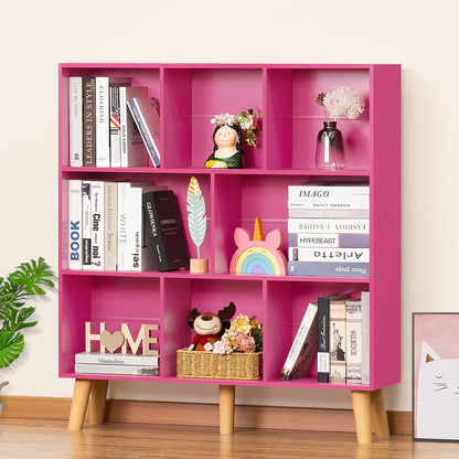 3-Tier Cube Bookshelf with Legs – Modern Boho Open Storage Organizer for Home or Office