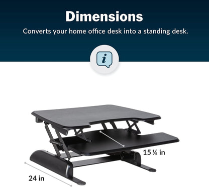 Essential 30 Two-Tier Standing Desk Converter – Adjustable Sit-Stand Riser with 11 Height Settings, 30" Wide (Black)