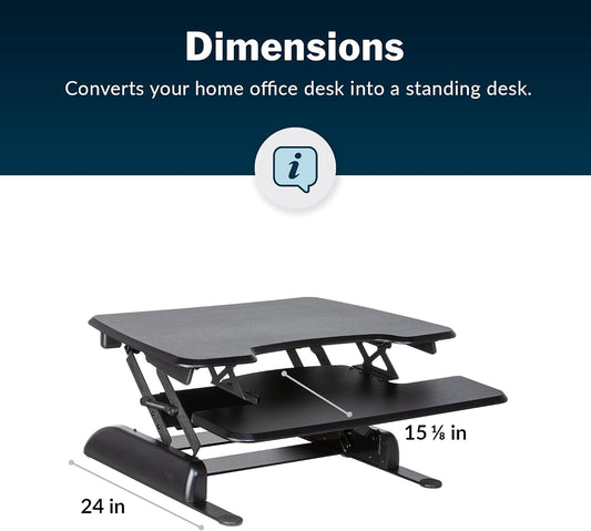 Essential 30 Two-Tier Standing Desk Converter – Adjustable Sit-Stand Riser with 11 Height Settings, 30" Wide (Black)