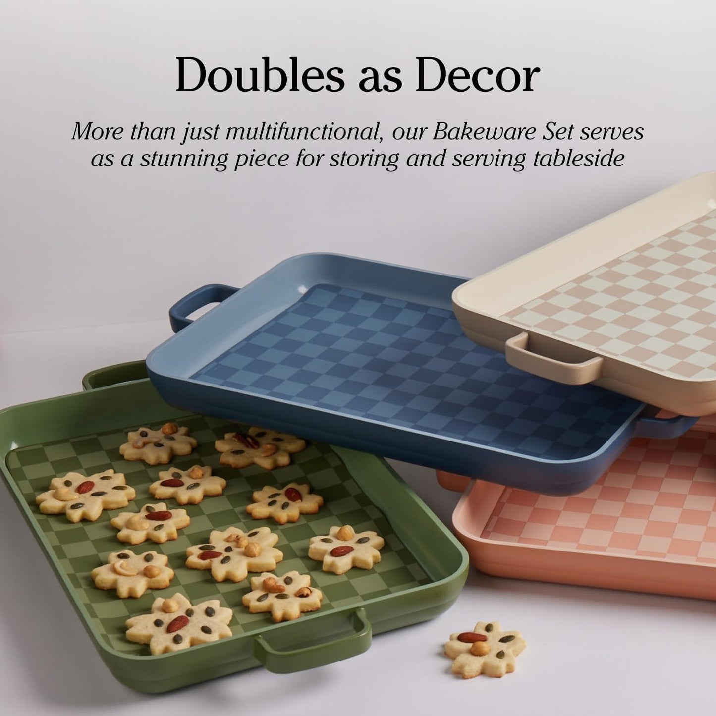 5-Piece Nonstick Ceramic Bakeware Set – Toxin-Free Cast Aluminum with Oven Pan, Bakers & Mat