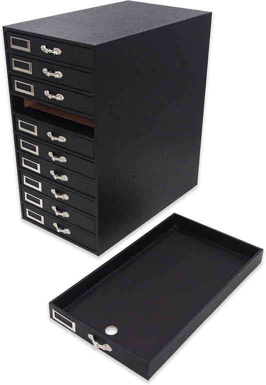 888 Display USA, Inc Jewelry Tray Storage Organizer with identification slots with 10 removable drawers.