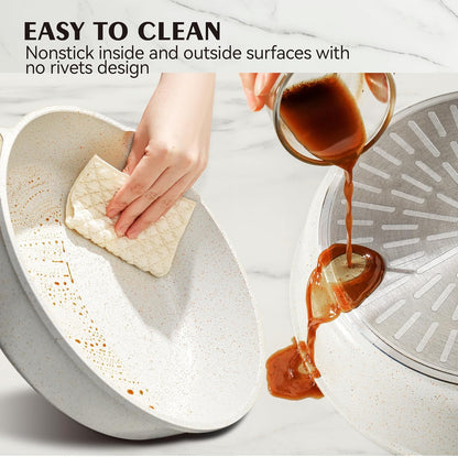 16-Piece Nonstick Ceramic Cookware Set – Healthy, Non-Toxic Pots & Pans with Stay-Cool Handles, Silicone Utensils & Pot Protectors – PFAS & PFOA Free