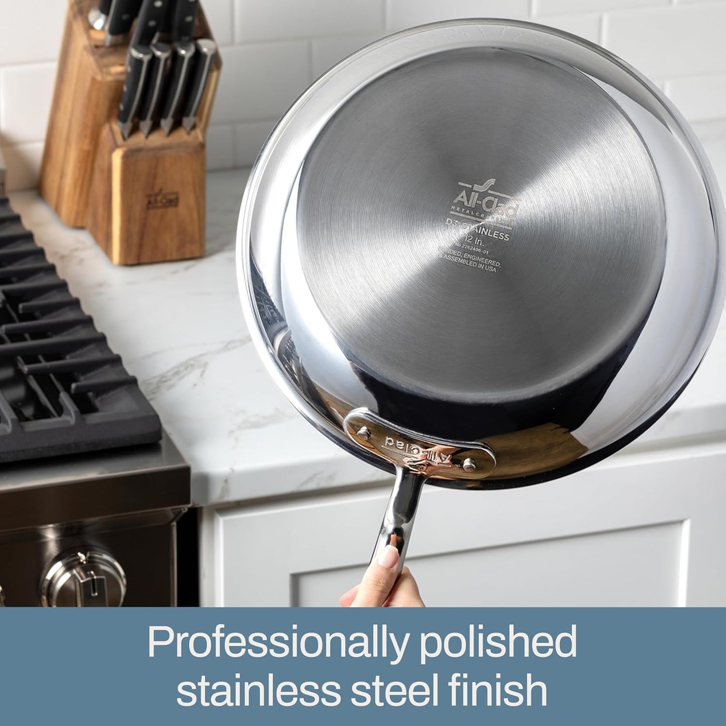 10-Inch 3-Ply Stainless Steel Fry Pan with Lid – Induction Compatible, Oven/Broiler Safe, Even Heat