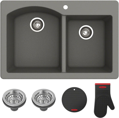 Granite Single Bowl Sink – 32" Black Undermount Design